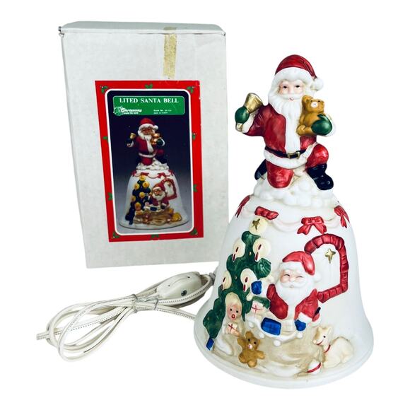 LIGHTED SANTA BELL Christmas Around The World Decoration Night Light Table Lamp - Picture 10 of 10